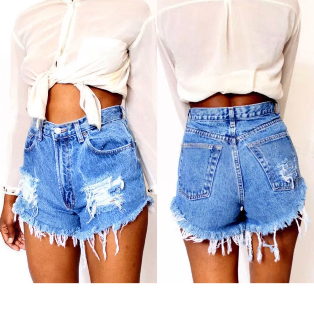 High waisted jean shorts